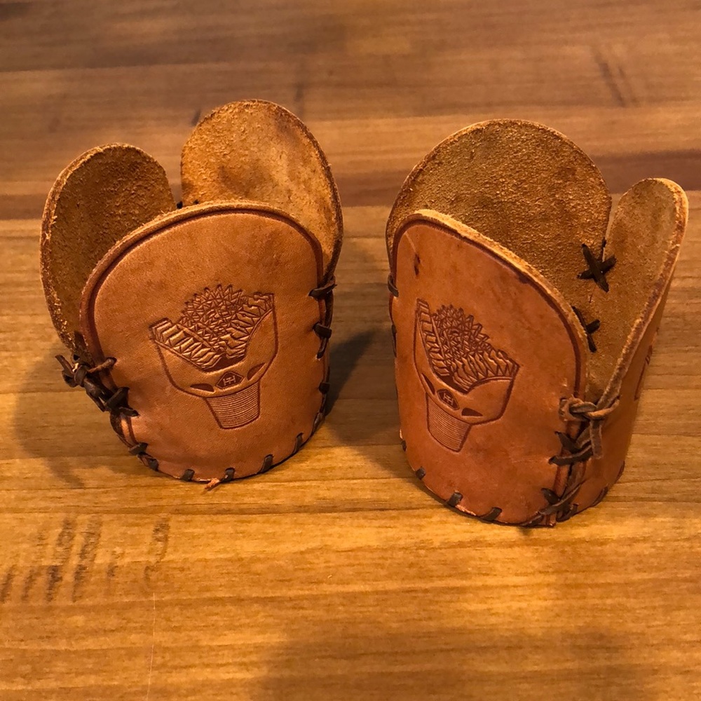 Vintage Genuine Braided Leather Glass Cup Holders